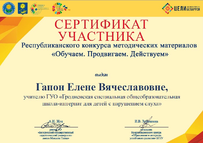 сертификат участника Гапон